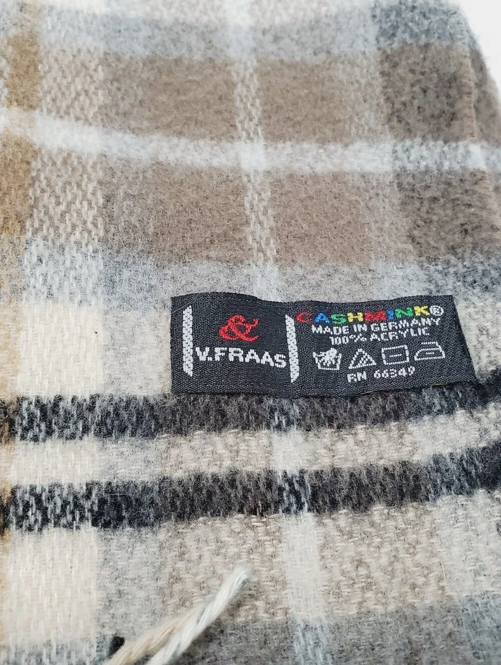 V. Fraas Brown & Black Plaid Men's Scarf 63x15.5